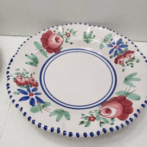 VIETRI SOLIMENE Plate Bowl Flower Leaf Floral Dots - Picture 2 of 16